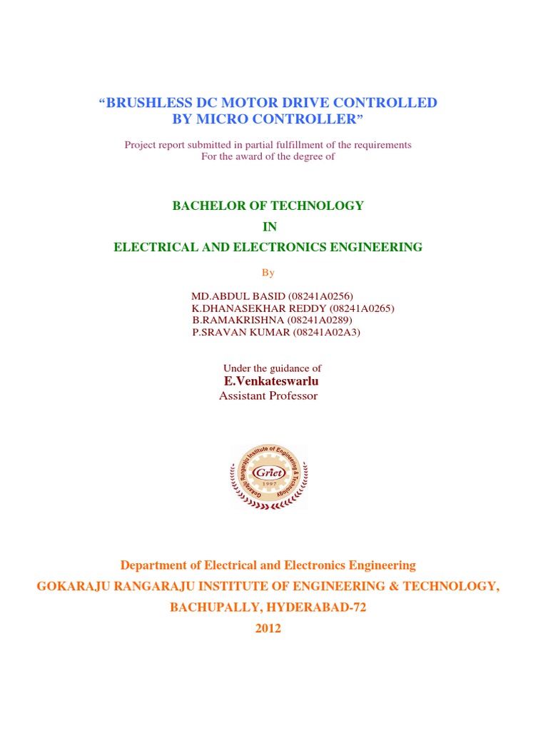 BLDC MOTOR DRIVE.pdf | Electric Motor | Microcontroller | Free 30-day