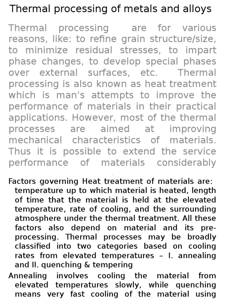 Thermal Processing of Metals & Alloys PDF Annealing (Metallurgy