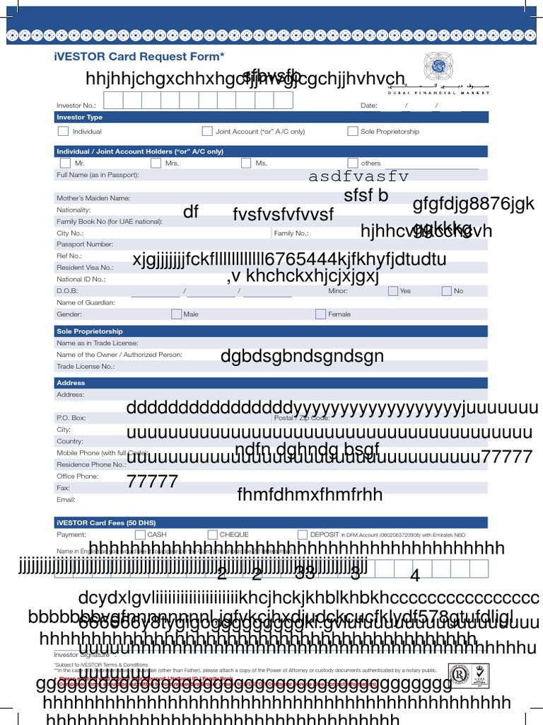 Asdfvasfv: iVESTOR Card Request Form | PDF