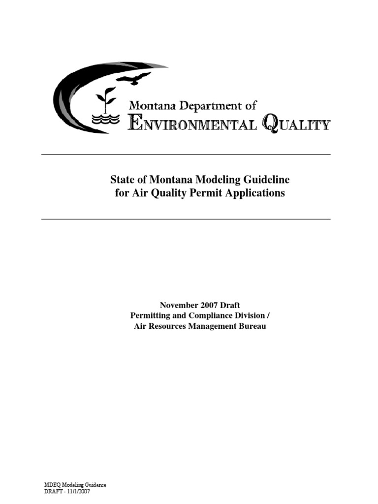 Montana Modeling Guideline For Air Quality Permits PDF Clean Air