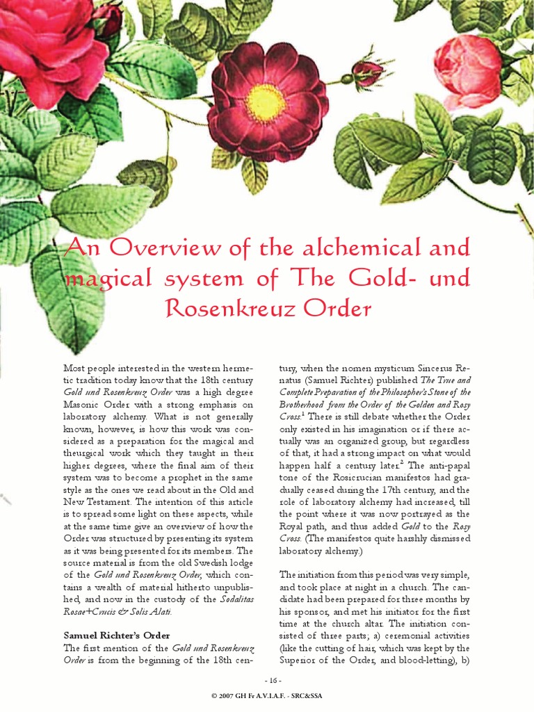 An Overview Of The Gold Und Rosenkreuz Order - 