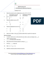 CBSE Worksheet-03 CLASS - VIII Mathematics (Rational Numbers)