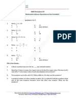 CBSE Worksheet-09 CLASS - VIII Mathematics (Linear Equations in One Variable)