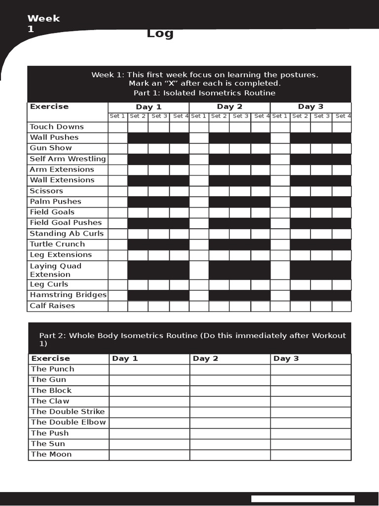 Isometric Strength Training Log: Weeks 1-8 | PDF | Strength Training ...
