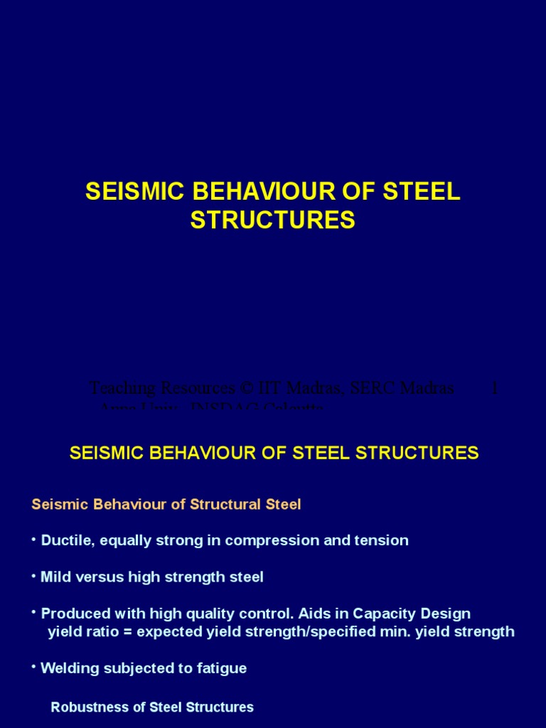 Seismic Behaviour of Steel Structures | PDF | Strength Of Materials ...
