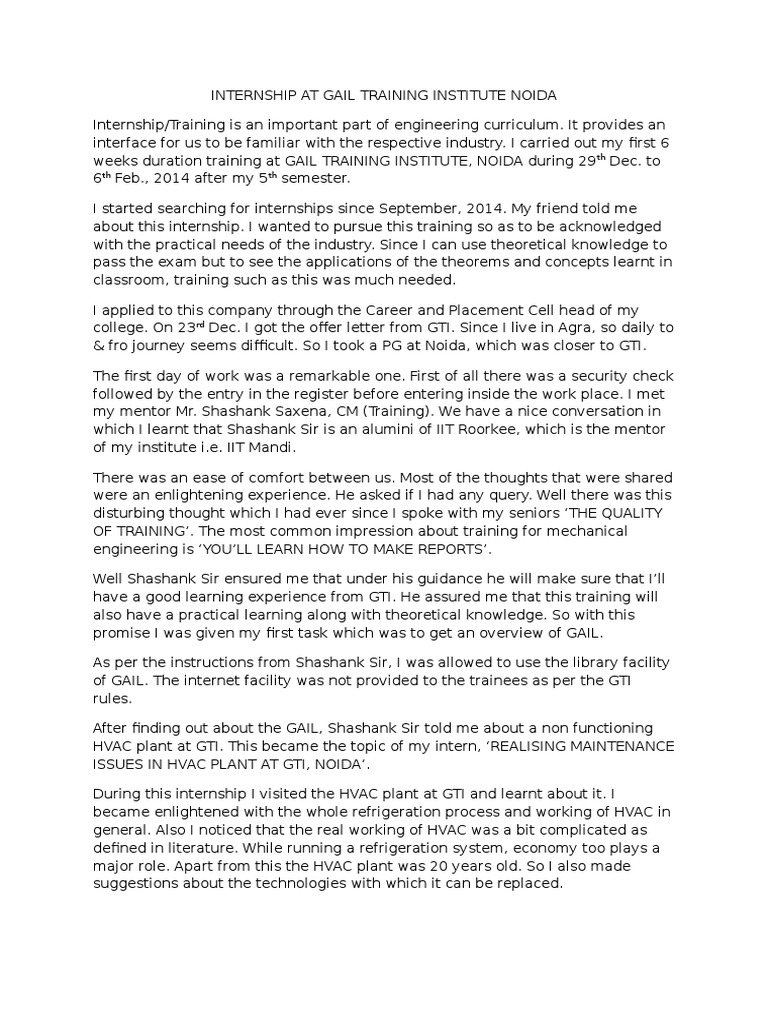 An Insightful Internship Experience at GAIL Training Institute