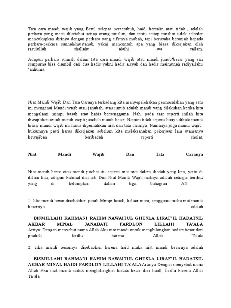 Tata Cara Mandi Wajib Yang Betul Selepas Bersetubuh Pdf