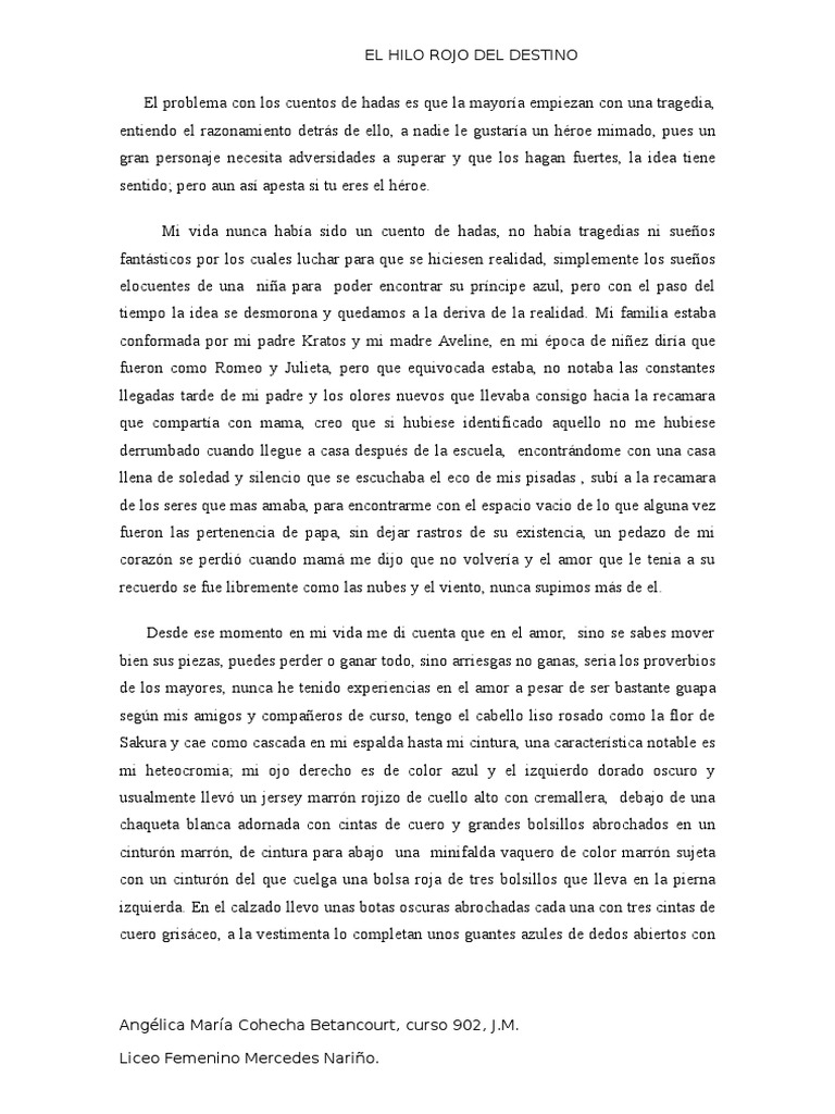 El Hilo Rojo Del Destino Cuento Pdf