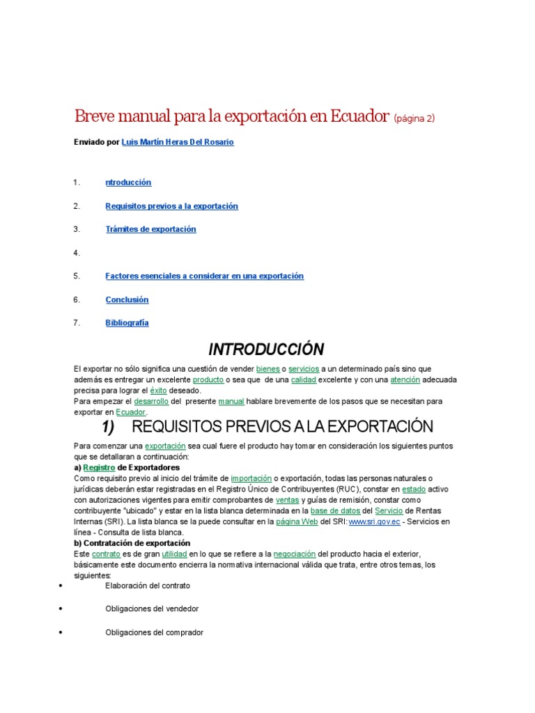 Manual de Exportación en Ecuador | PDF | aduana | Carta de crédito