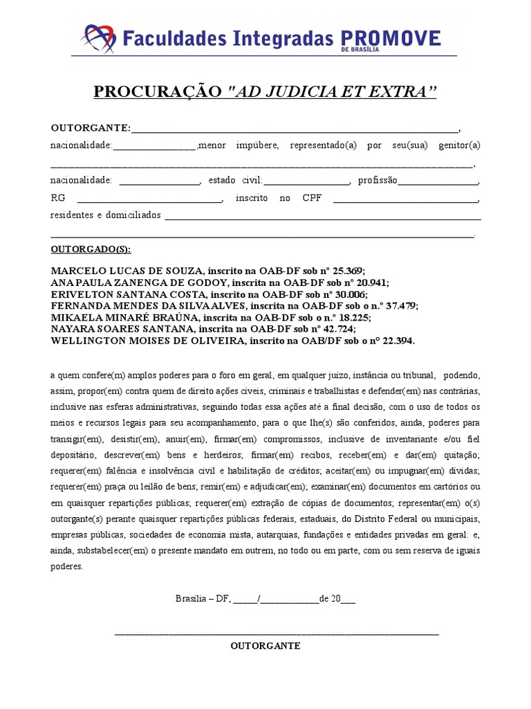 Procuracao Ad Judicia Menor Impubere