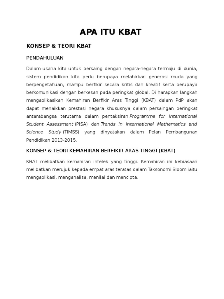 Apa Itu Kbat | PDF | Karier & Perkembangan