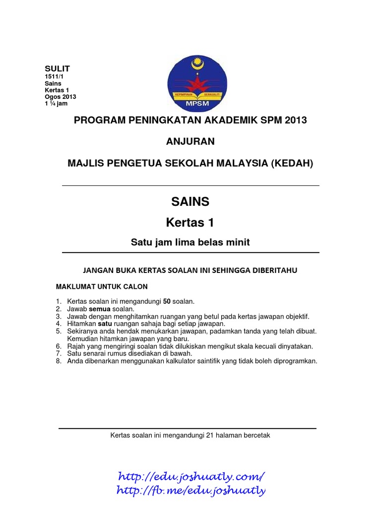 Kedah Trial Spm 2013 Sains Pdf Pdf