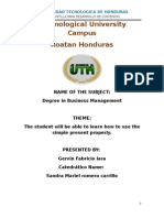 Technological University Campus Roatan Honduras: Name of The Subject: Degree in Business Management