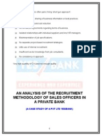 An Analysis of The Recruitment Methodology of Sales Officers in A Private Bank