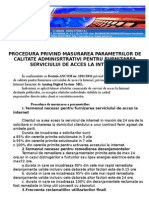 Procedura Privind Masurarea Parametrilor de Calitate