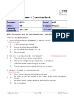 Term-1 Question Bank: Program Aths Level ASP Grade 08 Subject Physics Learning Outcomes 2.6-2.10 Teacher Asma Qazi