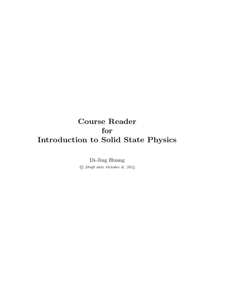 Introduction to Solid State Physics | PDF | Normal Mode | Solid State ...