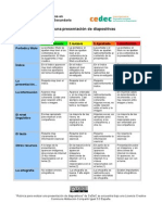 Rúbrica Presentación Diapositivas