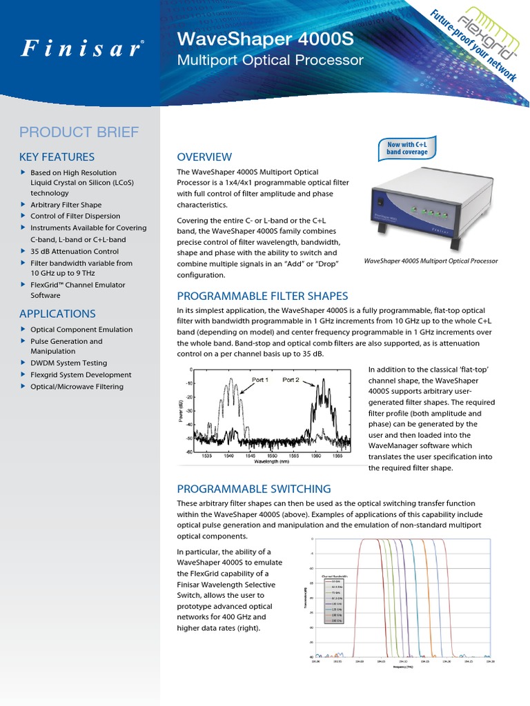 Waveshaper 4000s Product Brief 11 14 | PDF | Bandwidth (Signal ...