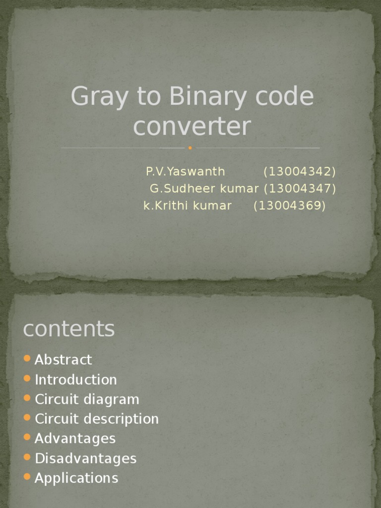 Gray Code to Binary Converter Guide | PDF | Bit | Theoretical Computer ...