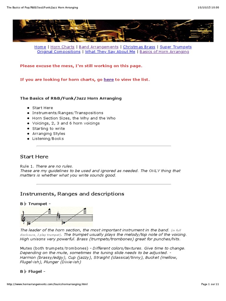 The Basics of PopR&BSoulFunkJazz Horn Arranging PDF Saxophone