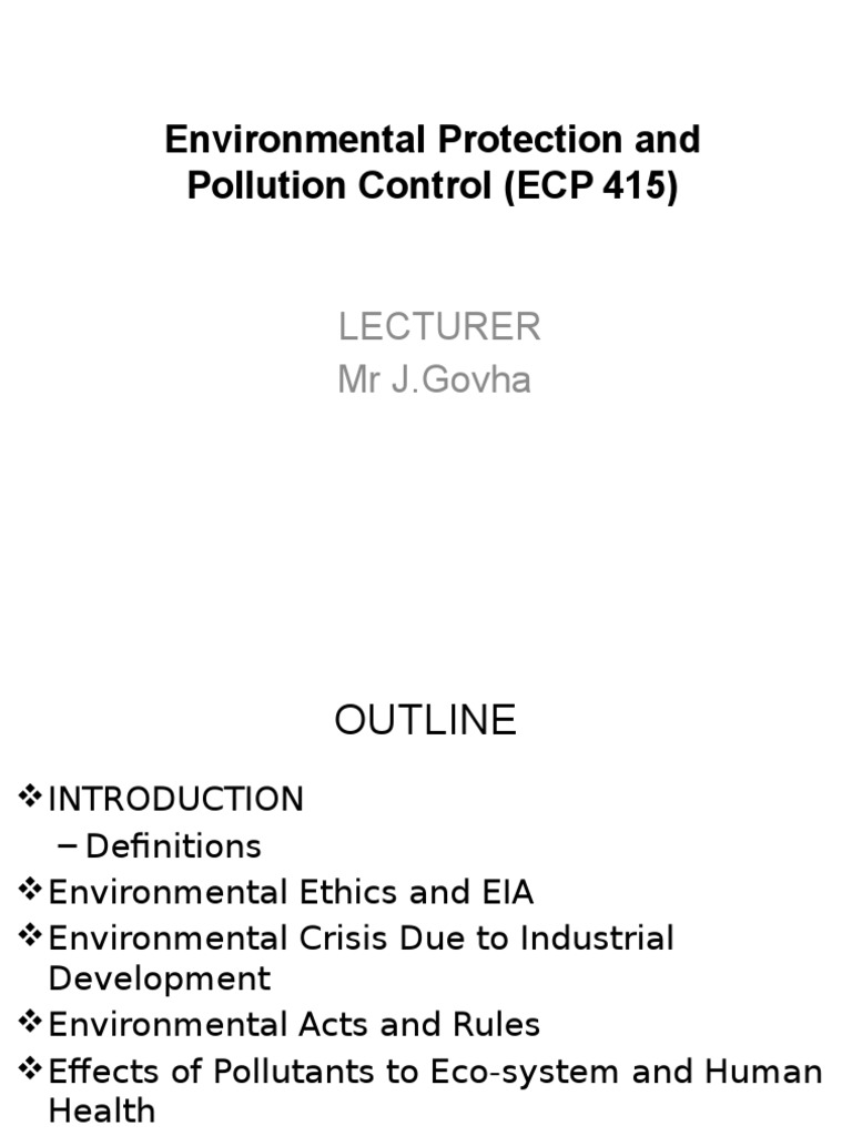 Environmental Protection and Pollution Control | PDF | Pollution | Air ...