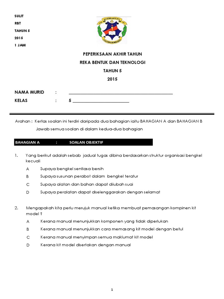 Soalan Rbt Tahun 5 Akhir Tahun Pdf