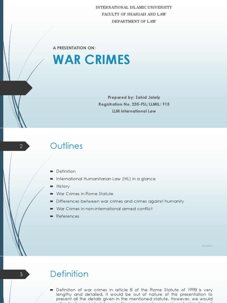 War Crimes International Humanitarian Law War Crime