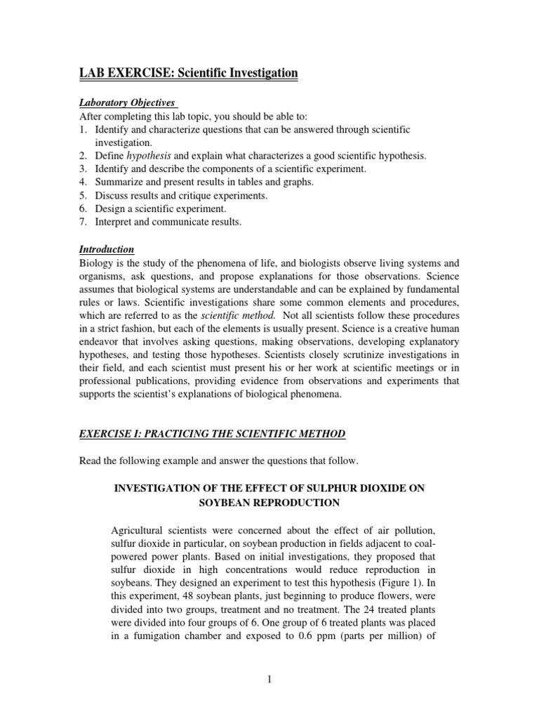 Scientific Investigation Lab Exercise | PDF | Experiment | Scientific ...