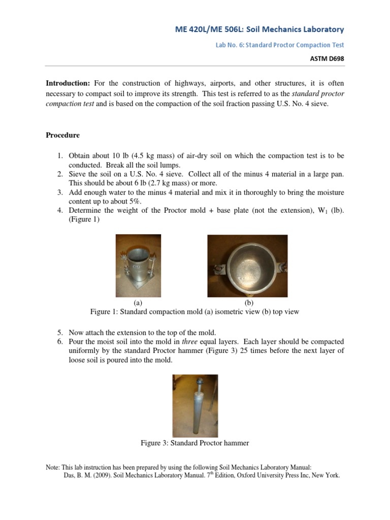 Standard Proctor Compaction Test Guide | PDF | Soil | Materials
