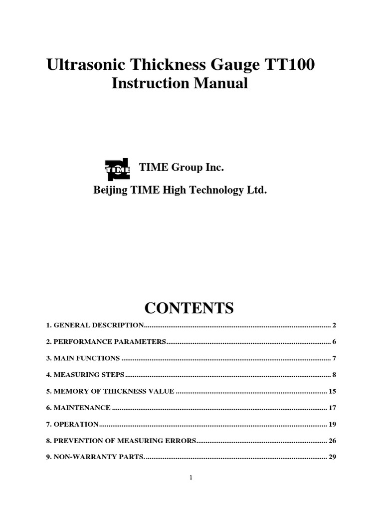 Tt100 Low Cost Ultrasonic Wall Thickness Material Thickness Gauge