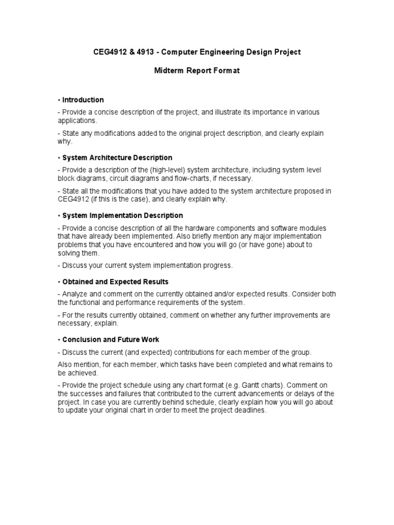 CEG4912/4913 Midterm Report Guide | PDF