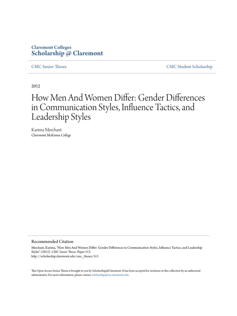 Gender Differences in Leadership Styles | PDF