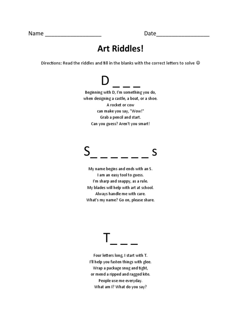 Art Riddles | PDF | Language Arts &amp; Discipline | Art