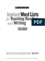 Instant Word Lists For Teaching Reading and Writing (Grades 3 & Up) Instant Word Lists For Teaching Reading and Writing (Grades 3 & Up)