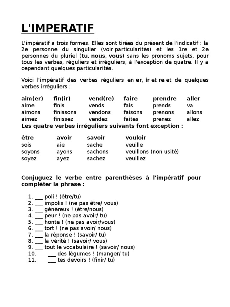 Conjugue Les Verbes Entre Parenthèses à L Imparfait