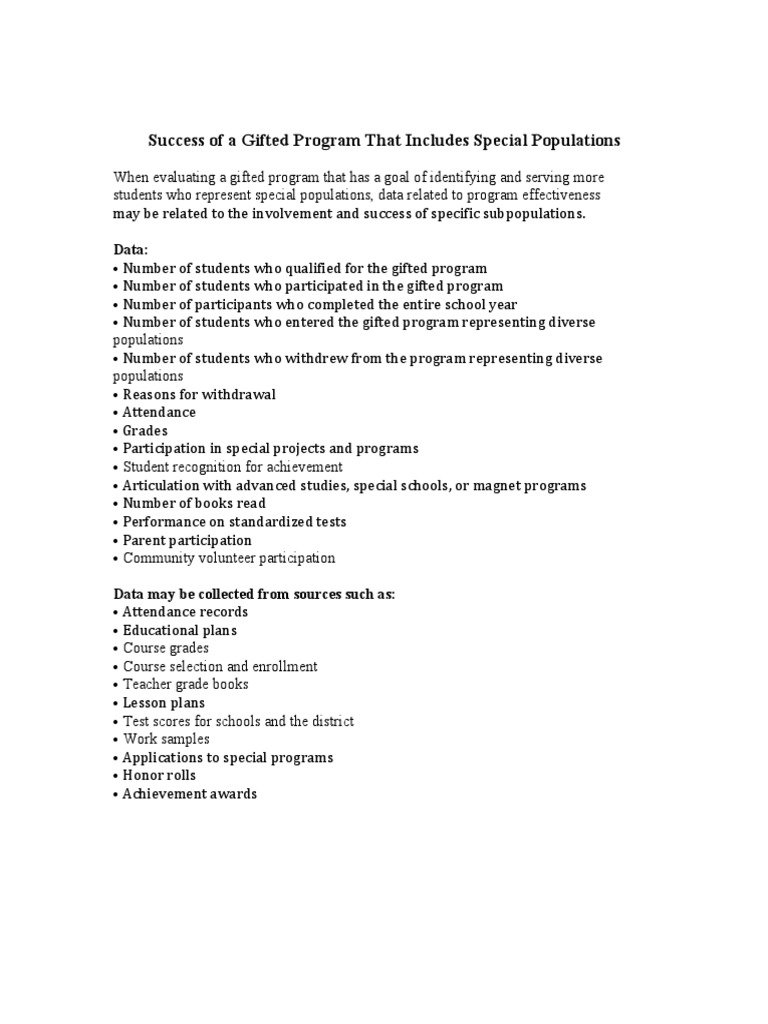 Evaluating Gifted Program Success | PDF