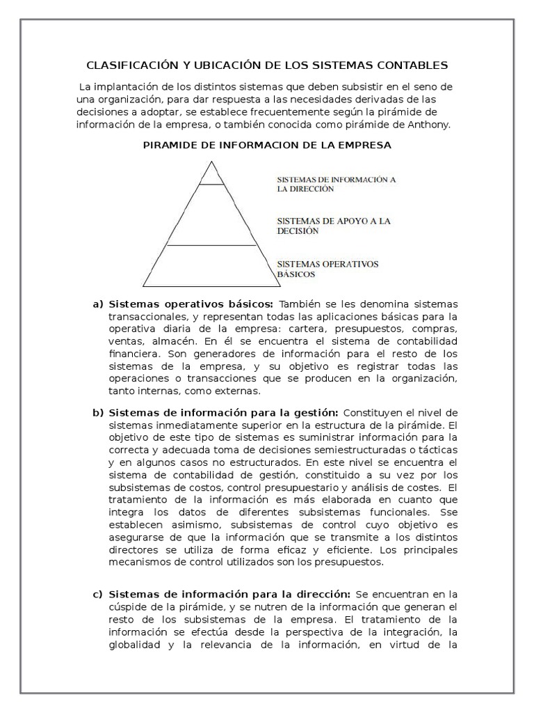 Clasificación de Sistemas Contables | PDF | Contabilidad | Toma de ...