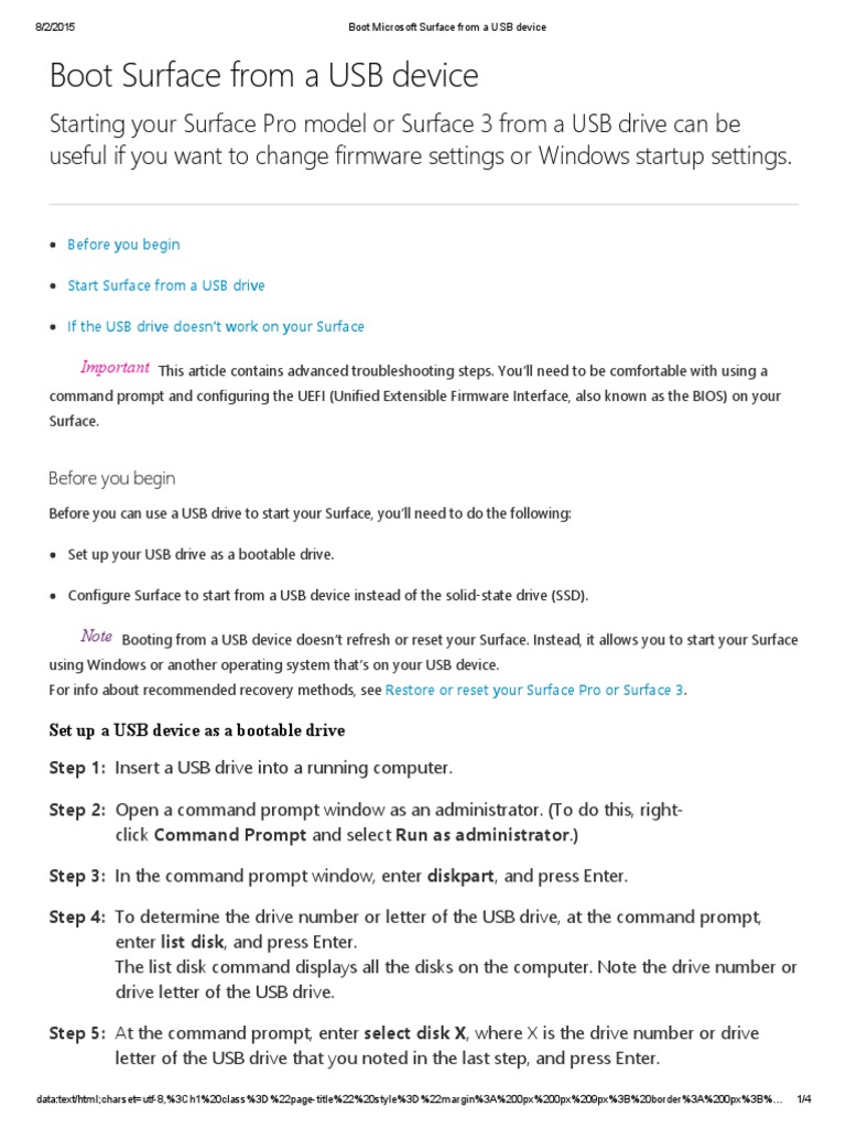 Boot Microsoft Surface From A USB Device | PDF | Ibm Pc Compatibles ...