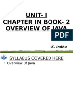 Unit-I Chapter in Book - 2 Overview of Java: - K. Indhu
