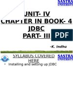 Unit-Iv Chapter in Book - 4 JDBC Part - Iii: - K. Indhu