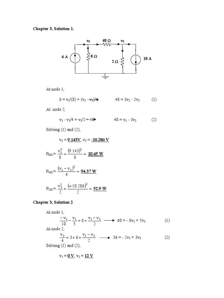 Chapter 3, Solution 1. v1 | PDF