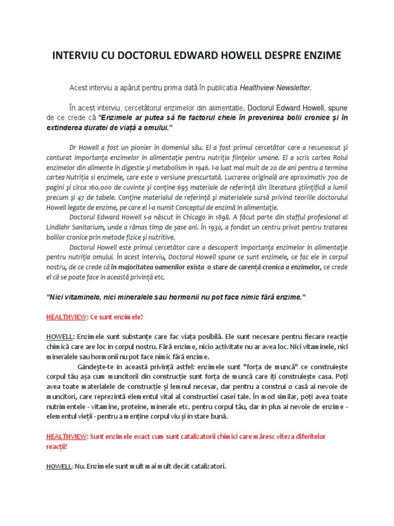 Dr. Edward Howell - Despre Enzime | PDF