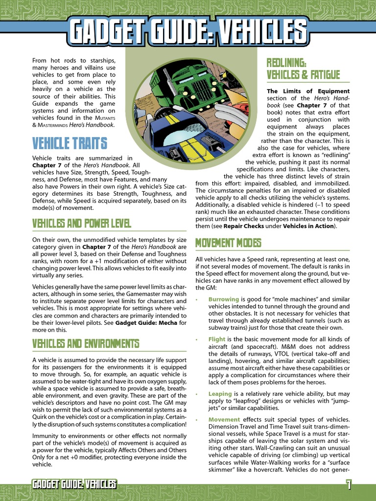 Mutants & Masterminds 3e Gadget Guide Vehicles PDF Trademark