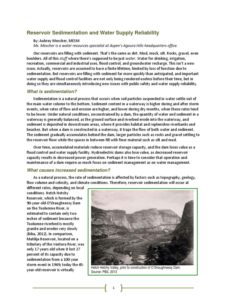 Reservoir Sedimentation and Water Supply Reliability | PDF | Reservoir ...