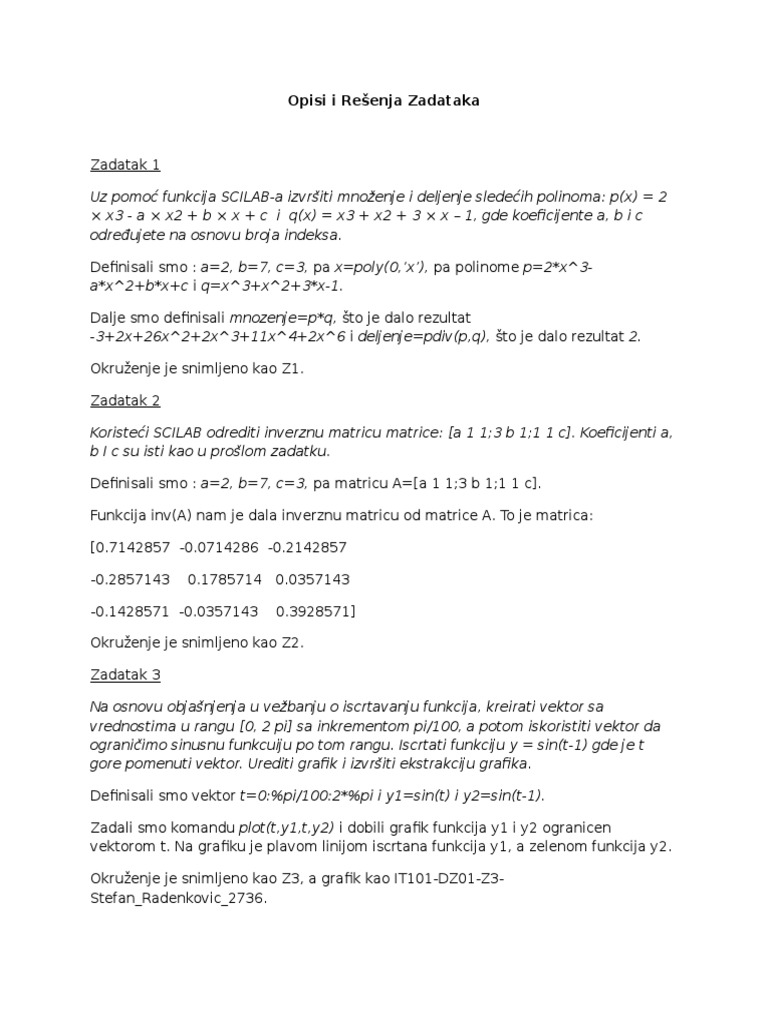 Opisi I Resenja | PDF