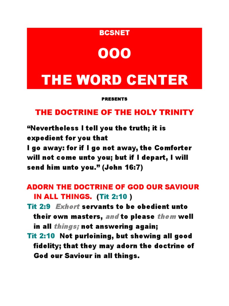 WHAT IS THE DOCTRINE OF THE TRINITY intelligence overview