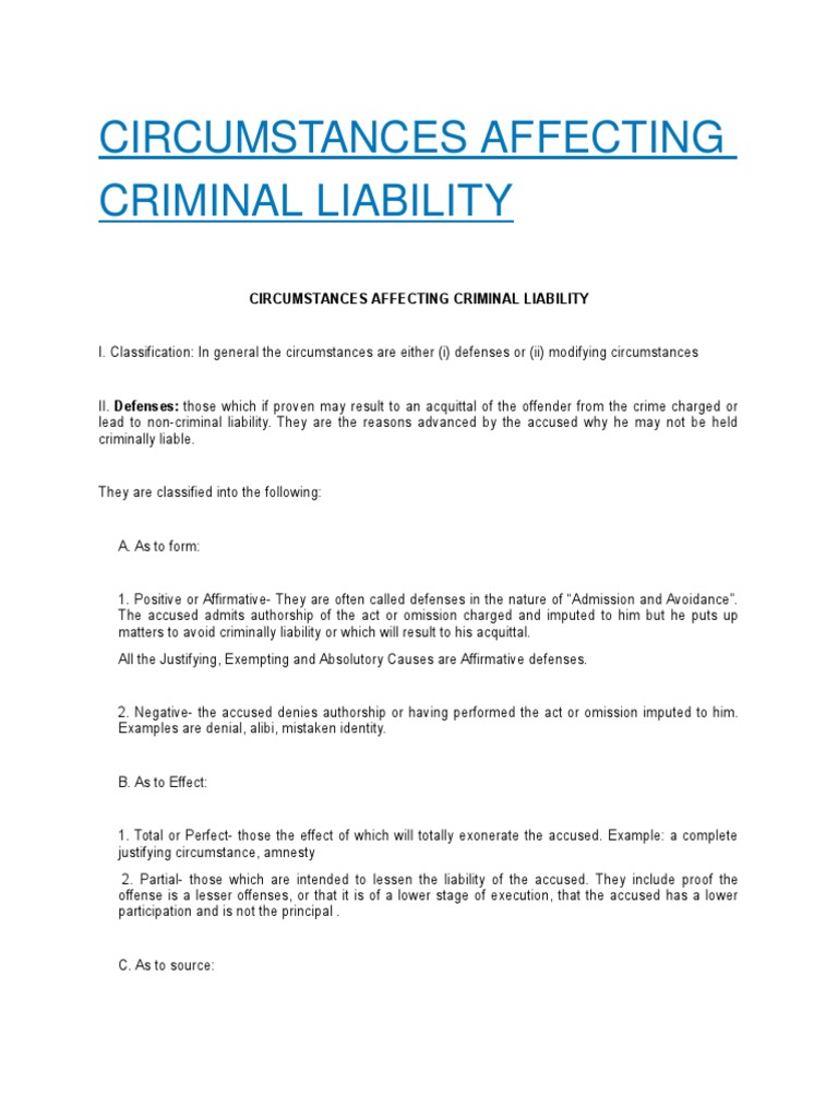 Factors Influencing Criminal Liability | PDF