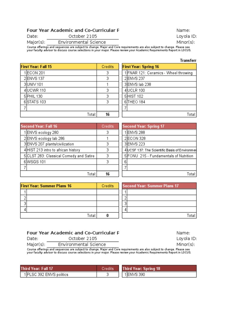 Four Year Plan Pdf – Four Year Plans – ORYX