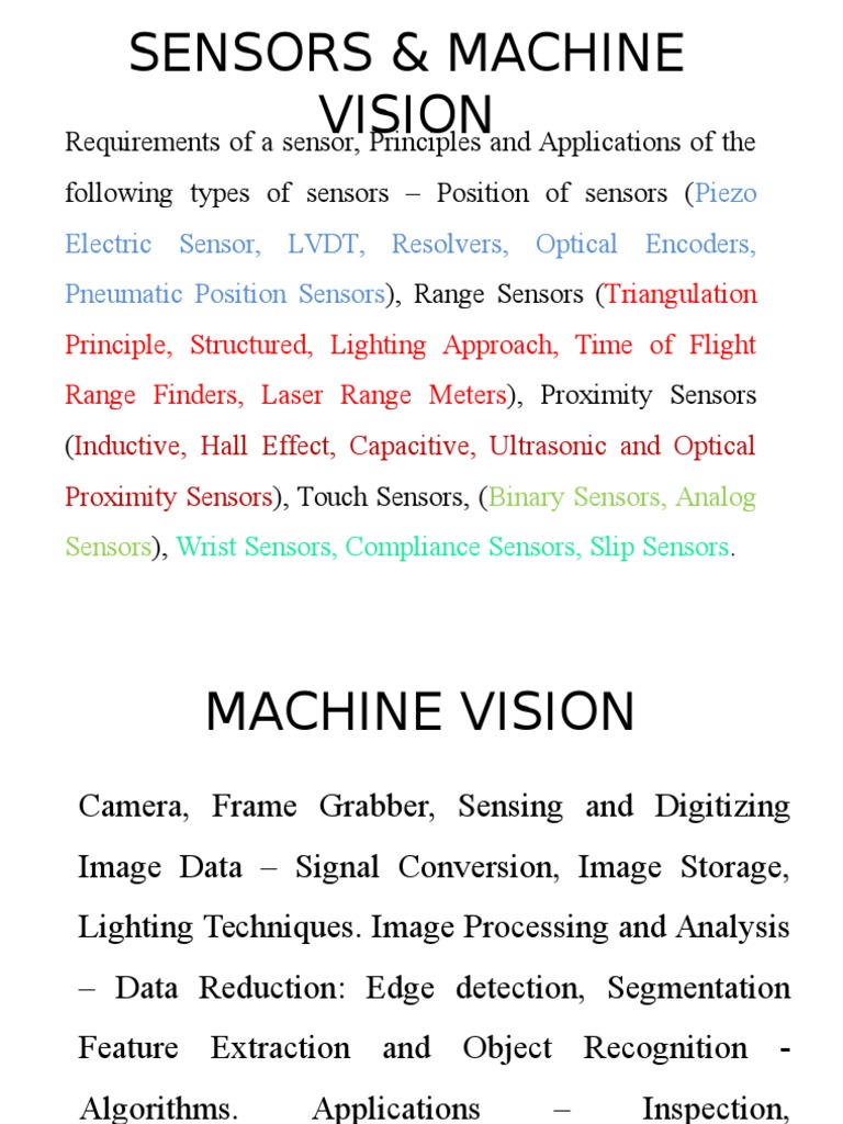 Machine Vision Sensors and Applications | PDF | Sensor | Transformer